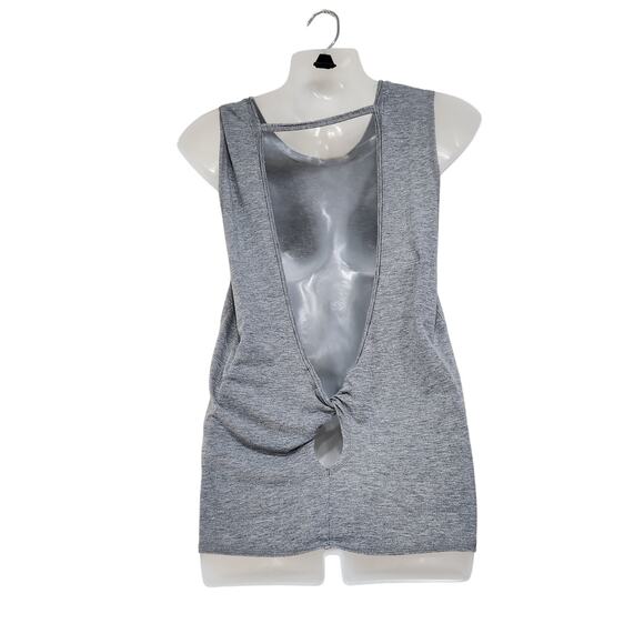 Aerie Open Low Back Tank Top Knotted Round Neck Athletic Heather Gray Size Small - Picture 1 of 7